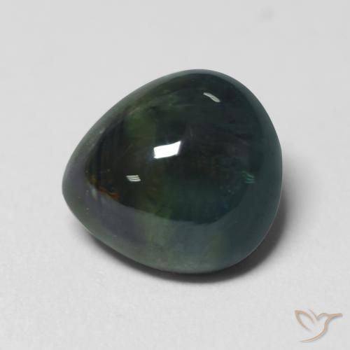 Zafiro Black Green natural de 1.82 ct, En forma de pera, Translúcido