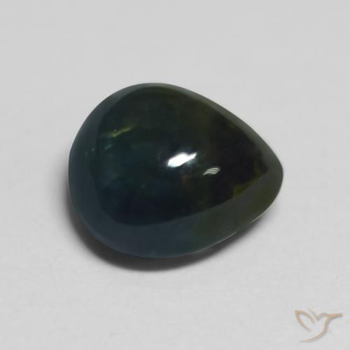 Zafiro Black Green natural de 1.82 ct, En forma de pera, Translúcido