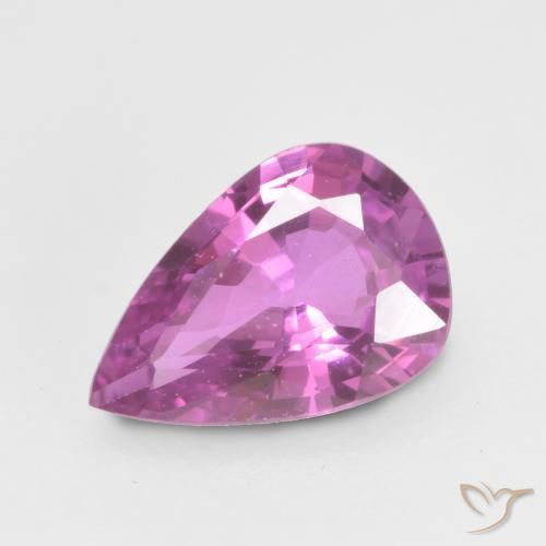Zafiro Púrpura intenso natural de 0.60 ct, En forma de pera, VVS-VS