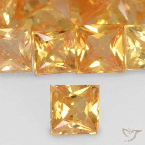 0.21ct Natural Naranja medio Zafiro, Cuadrado, VS