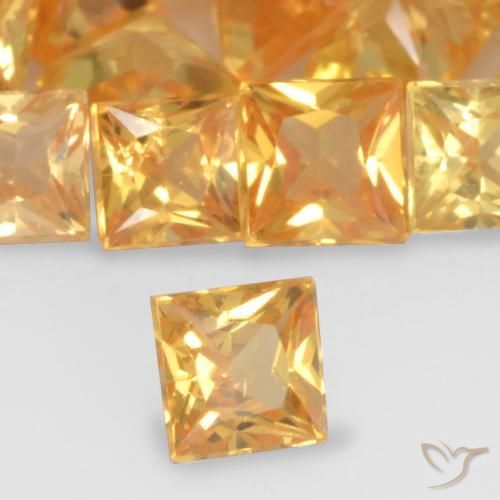 Zafiro Naranja medio natural de 0.21 ct, Cuadrado, VS