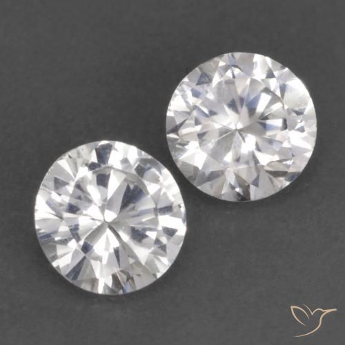 Gemas de Zafiro Blanco natural de 0.80 ct, Redondo, VS