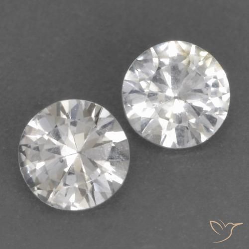 Gemas de Zafiro Blanco natural de 0.75 ct, Redondo, VS