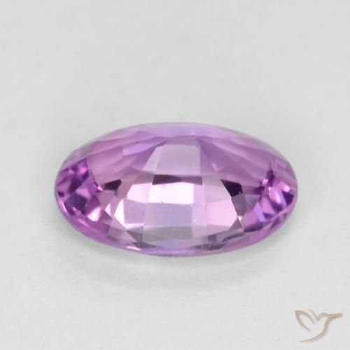 Zafiro Púrpura rosáceo medio natural de 0.55 ct, Ovalada, VS