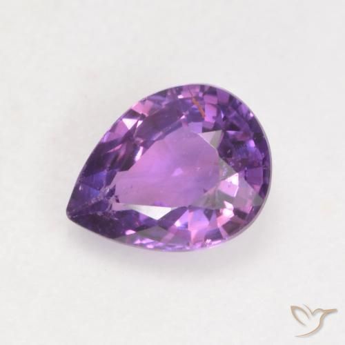 Zafiro Violeta rosado vívido natural de 0.47 ct, En forma de pera, VS