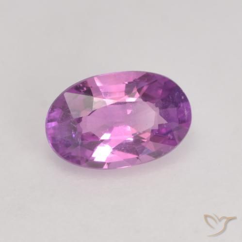 Zafiro Púrpura rosáceo intenso natural de 0.55 ct, Ovalada, VS