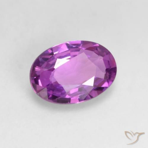 Zafiro Púrpura medio natural de 0.47 ct, Ovalada, VVS-VS