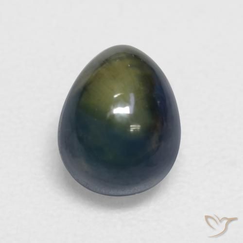 Zafiro Verde oscuro natural de 1.39 ct, En forma de pera, Translúcido