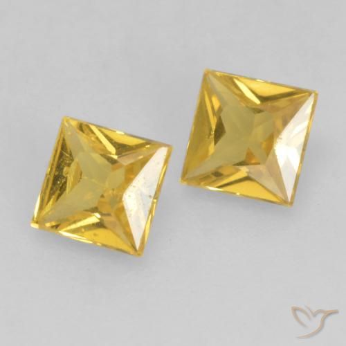 Gemas de Zafiro Dorado natural de 0.55 ct, Cuadrado, VS