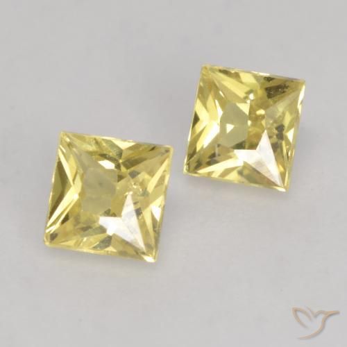 Gemas de Zafiro Amarillo toscana natural de 0.55 ct, Cuadrado, VS