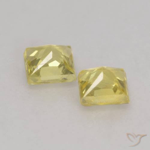 Gemas de Zafiro Amarillo toscana natural de 0.55 ct, Cuadrado, VS