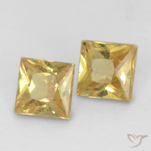 Gemas de Zafiro Dorado natural de 0.56 ct, Cuadrado, VS
