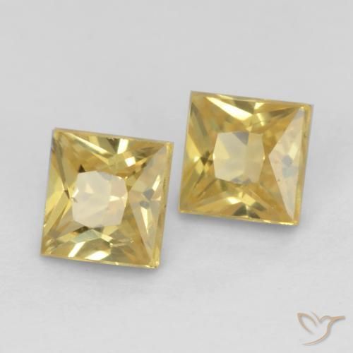 Gemas de Zafiro Dorado natural de 0.56 ct, Cuadrado, VS