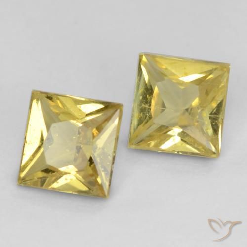 Gemas de Zafiro Amarillo mostaza natural de 0.59 ct, Cuadrado, VS