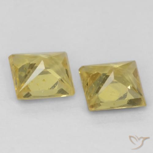 Gemas de Zafiro Amarillo mostaza natural de 0.59 ct, Cuadrado, VS