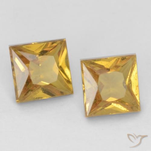 Gemas de Zafiro Amarillo miel natural de 0.58 ct, Cuadrado, VS