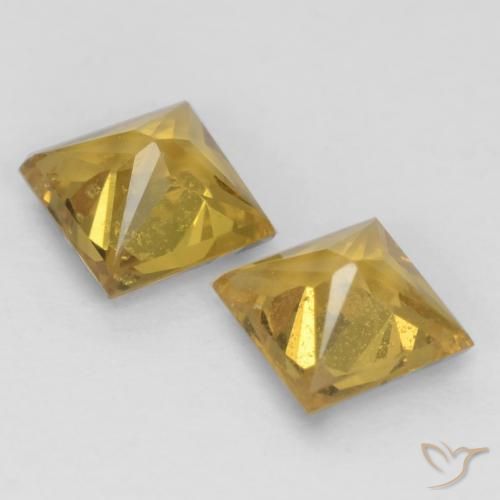 Gemas de Zafiro Amarillo miel natural de 0.58 ct, Cuadrado, VS
