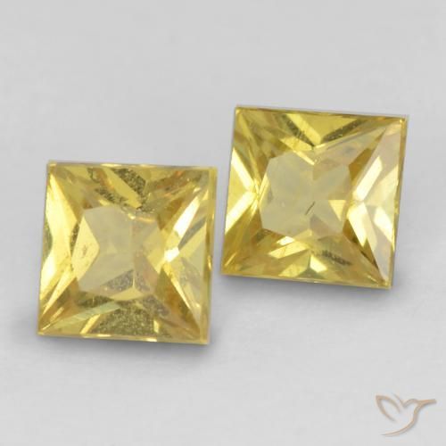 Gemas de Zafiro Amarillo claro natural de 0.62 ct, Cuadrado, VS