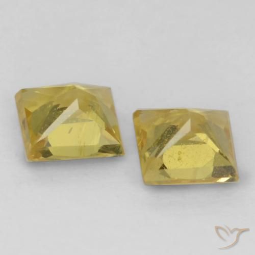 Gemas de Zafiro Amarillo claro natural de 0.62 ct, Cuadrado, VS