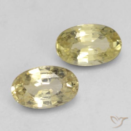 Gemas de Zafiro Amarillo claro medio natural de 0.64 ct, Ovalada, VVS-VS