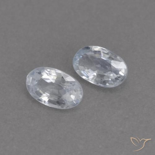 Gemas de Zafiro Blanco azulado natural de 0.55 ct, Ovalada, VVS-VS