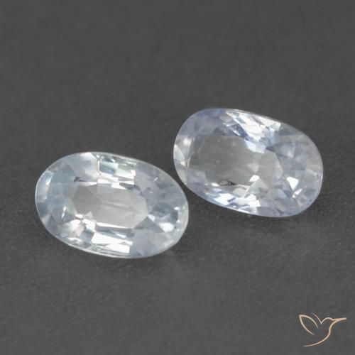 Gemas de Zafiro Blanco azulado natural de 0.63 ct, Ovalada, VVS-VS
