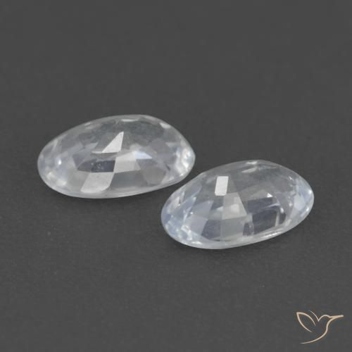 Gemas de Zafiro Blanco azulado natural de 0.63 ct, Ovalada, VVS-VS