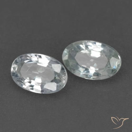 Gemas de Zafiro Blanco azulado natural de 0.58 ct, Ovalada, VVS-VS