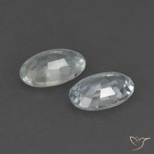Gemas de Zafiro Blanco azulado natural de 0.58 ct, Ovalada, VVS-VS