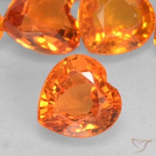 0.51ct Natural Naranja fuego Zafiro, Corazón, VVS-VS