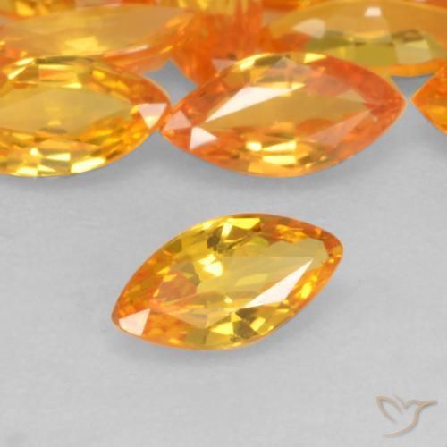 Zafiro Naranja claro natural de 0.19 ct, Marquesa, VVS-VS