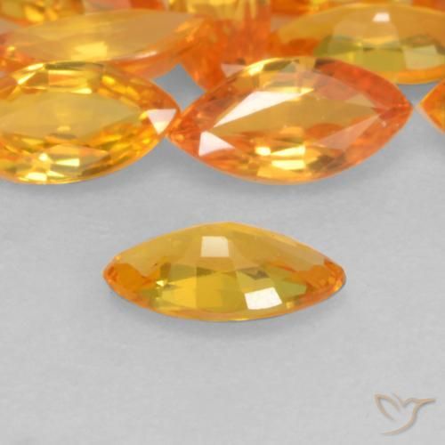 Zafiro Naranja claro natural de 0.19 ct, Marquesa, VVS-VS