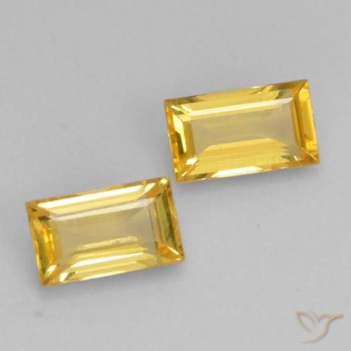Gemas de Zafiro Naranja dorado natural de 0.65 ct, Corte Baguette, VS
