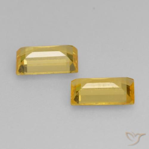 Gemas de Zafiro Naranja dorado natural de 0.65 ct, Corte Baguette, VS