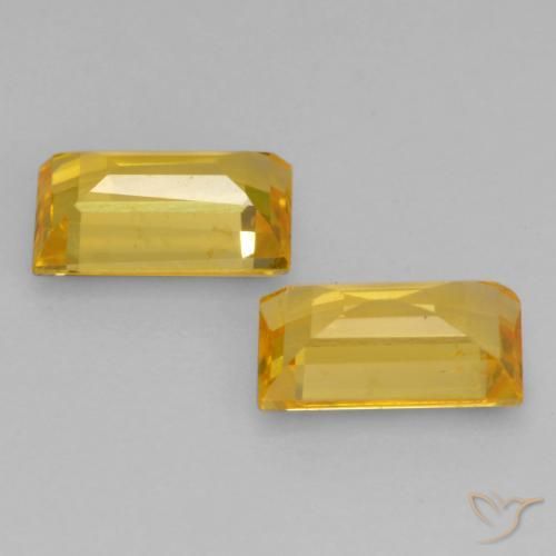 Gemas de Zafiro Dorado natural de 0.75 ct, Corte Baguette, VS