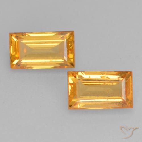 0.78ctw Natural Dorado naranja Zafiro, Corte Baguette, VS