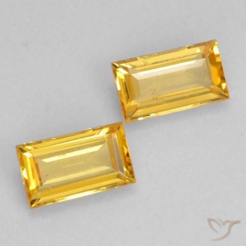 Gemas de Zafiro Dorado natural de 0.64 ct, Corte Baguette, VS