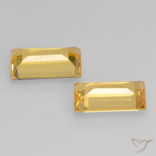 Gemas de Zafiro Dorado natural de 0.64 ct, Corte Baguette, VS