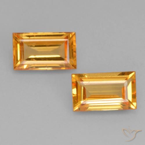 0.63ctw Natural Naranja medio Zafiro, Corte Baguette, VS