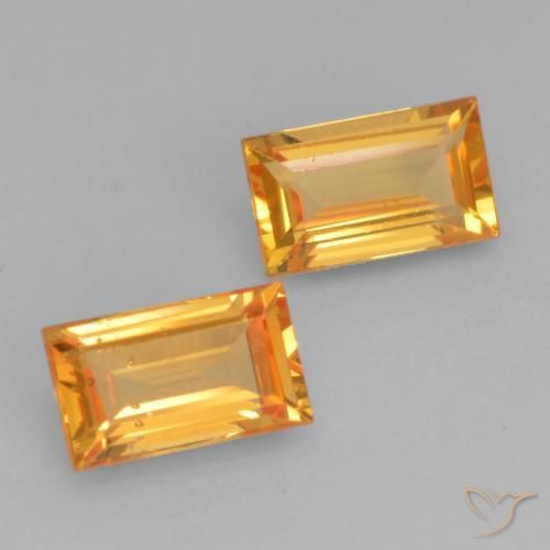 Gemas de Zafiro Naranja medio natural de 0.63 ct, Corte Baguette, VS