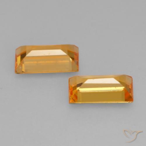 Gemas de Zafiro Naranja medio natural de 0.63 ct, Corte Baguette, VS