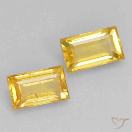 Gemas de Zafiro Dorado natural de 0.71 ct, Corte Baguette, VS