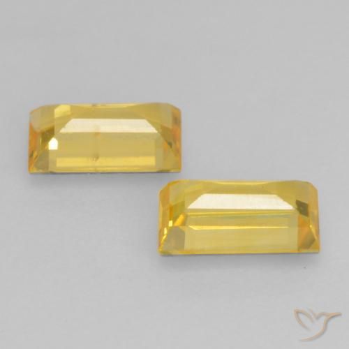 Gemas de Zafiro Dorado natural de 0.71 ct, Corte Baguette, VS