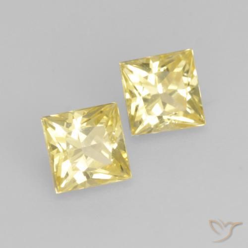 Gemas de Zafiro Amarillo-dorado claro natural de 0.64 ct, Cuadrado, VS-SI