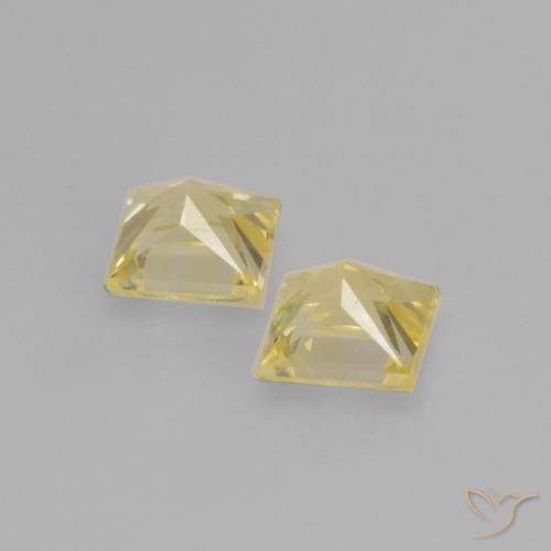 Gemas de Zafiro Amarillo claro natural de 0.51 ct, Cuadrado, VVS-VS