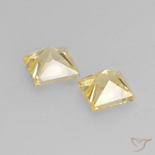 Gemas de Zafiro Dorado claro natural de 0.39 ct, Cuadrado, VVS-VS