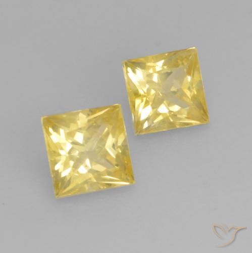 Gemas de Zafiro Amarillo toscana natural de 0.66 ct, Cuadrado, VVS-VS