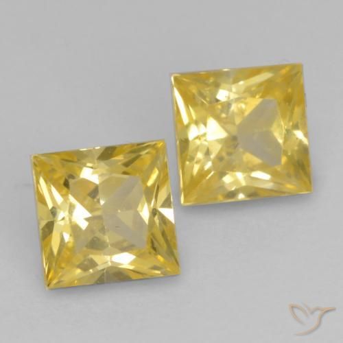 Gemas de Zafiro Amarillo toscana natural de 0.68 ct, Cuadrado, VS