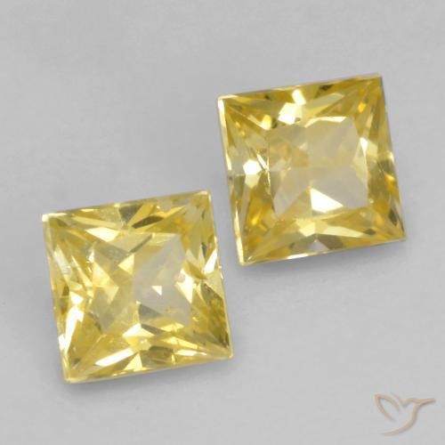 Gemas de Zafiro Amarillo toscana natural de 0.51 ct, Cuadrado, VS