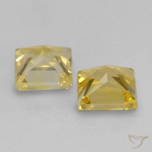 Gemas de Zafiro Amarillo toscana natural de 0.51 ct, Cuadrado, VS
